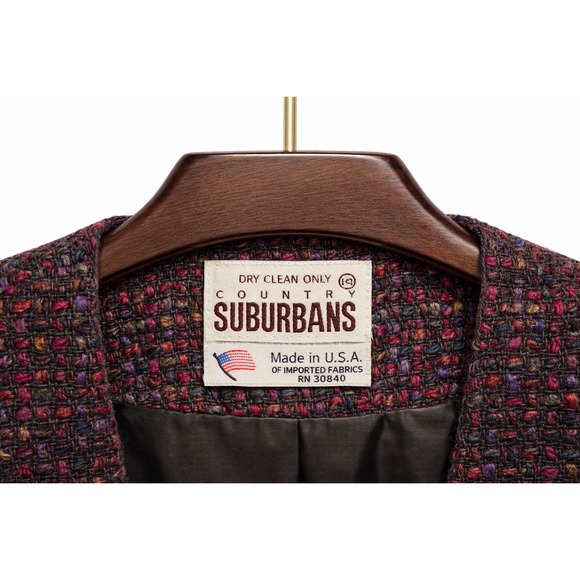 Vintage Country Suburbans Magenta Black Boucle Blazer Jacket Gold Button 14 - Picture 4 of 4